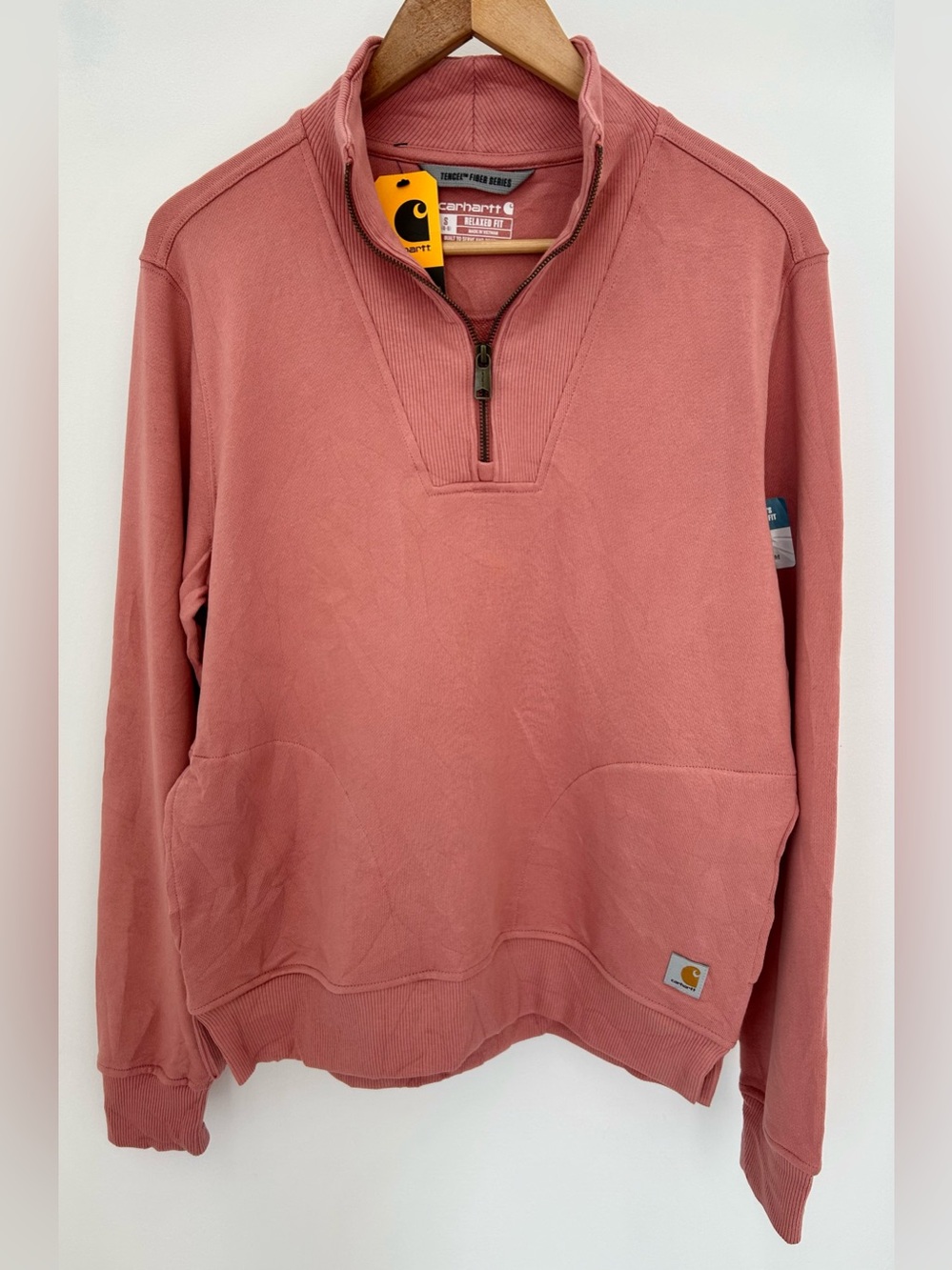 NWT Carhartt Women’s TENCEL Half Zip Sweatshirt Pink S